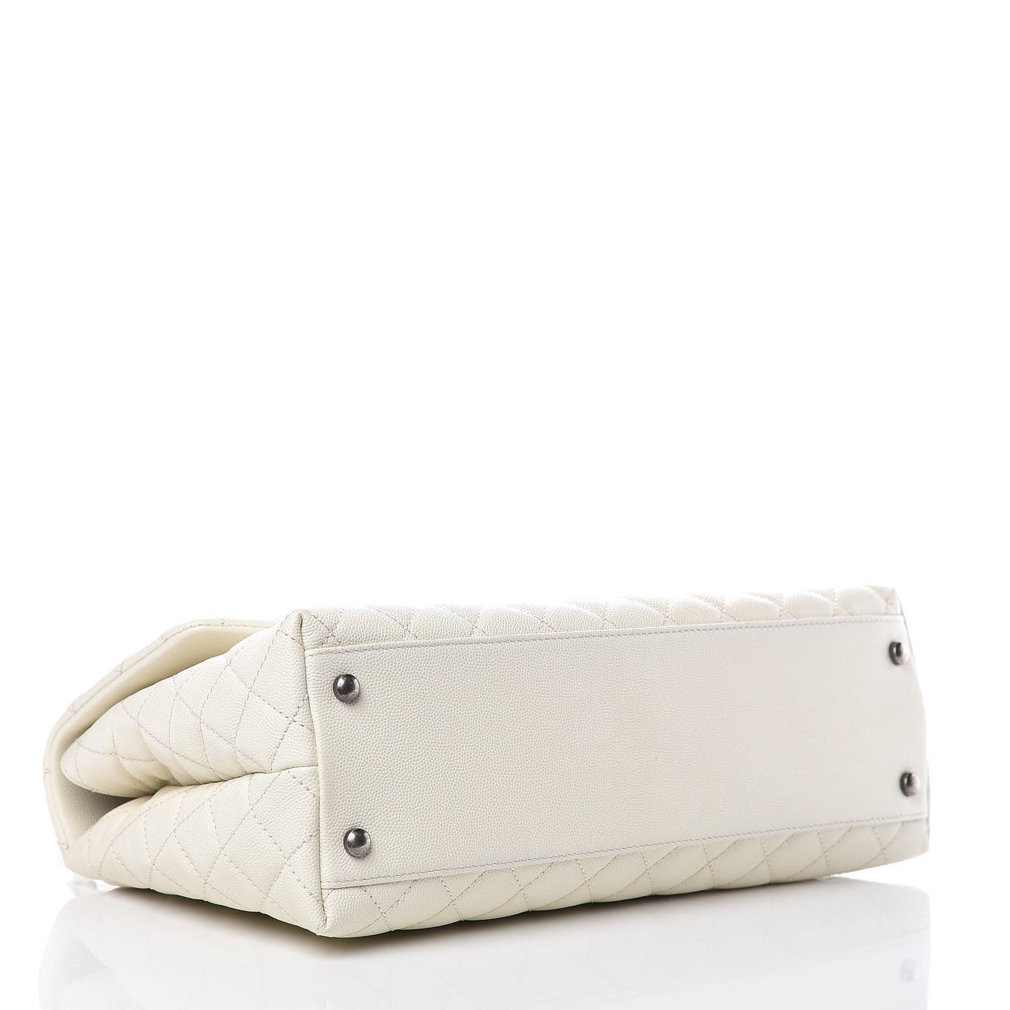 Caviar Lizard Quilted Medium Coco Handle Flap White