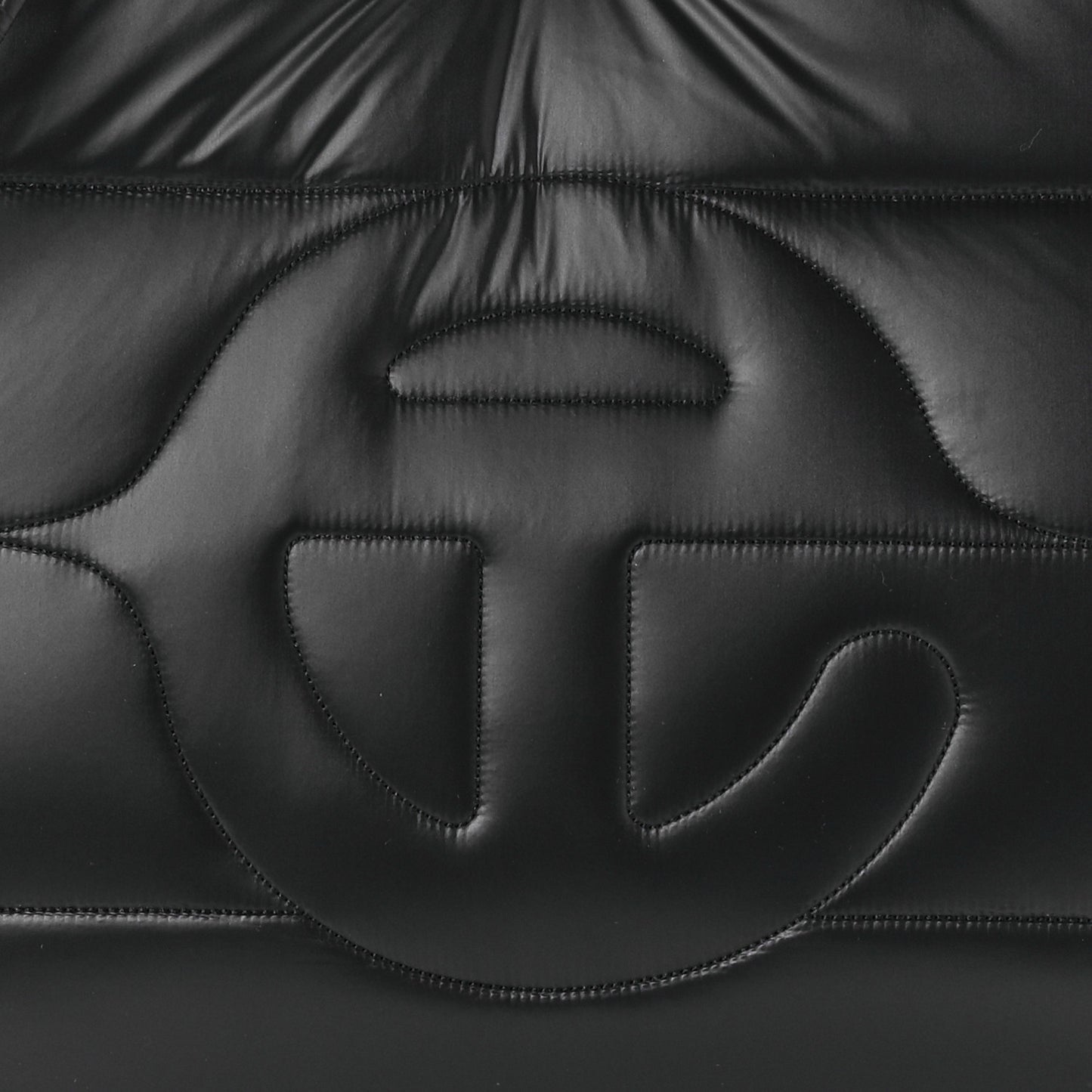 Nylon Medium Puff Shopping Bag Black