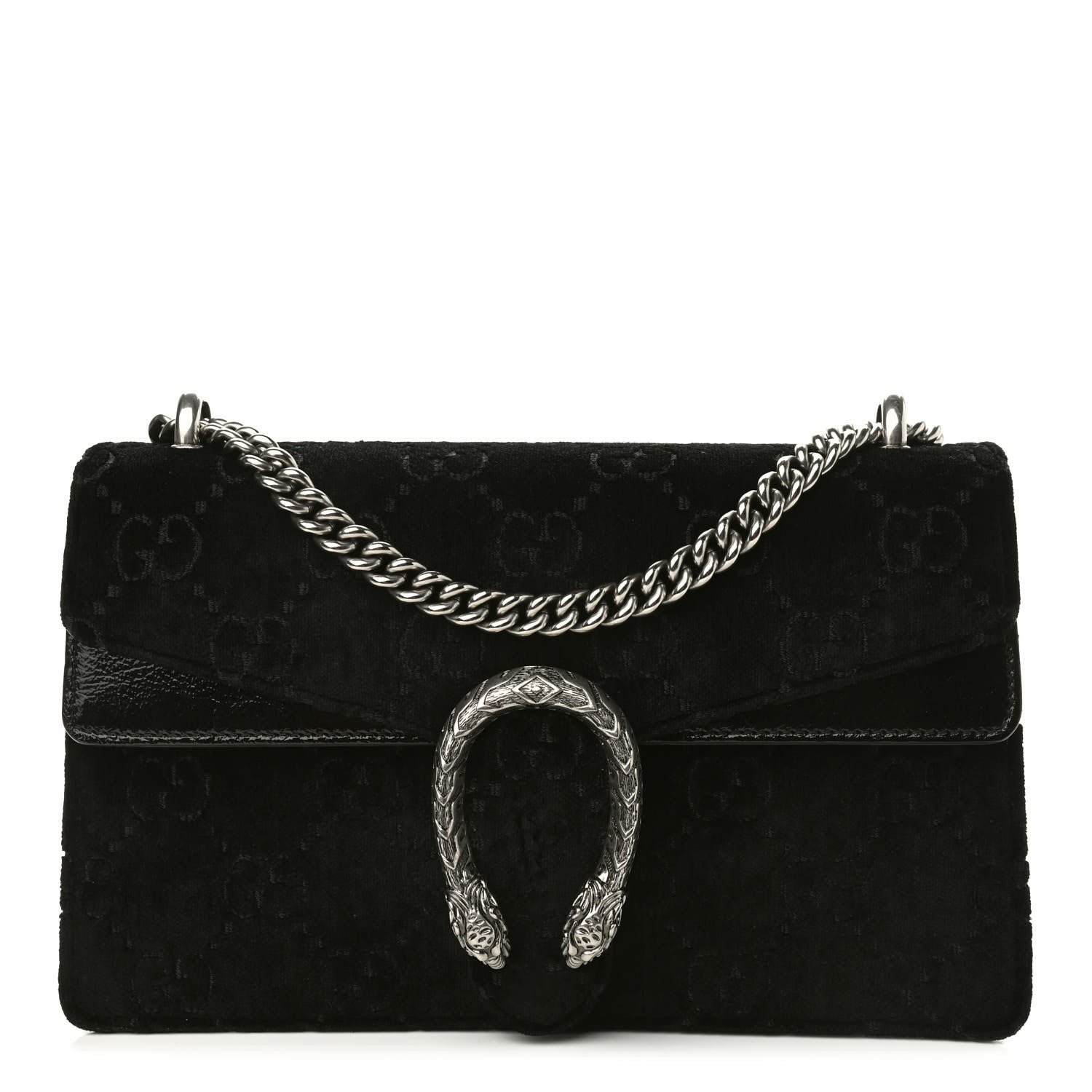 Gucci Velvet GG Monogram Small Dionysus Shoulder Bag Black 1 of 9