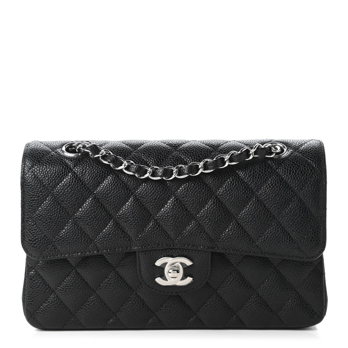 Caviar Quilted Small Double Flap Black