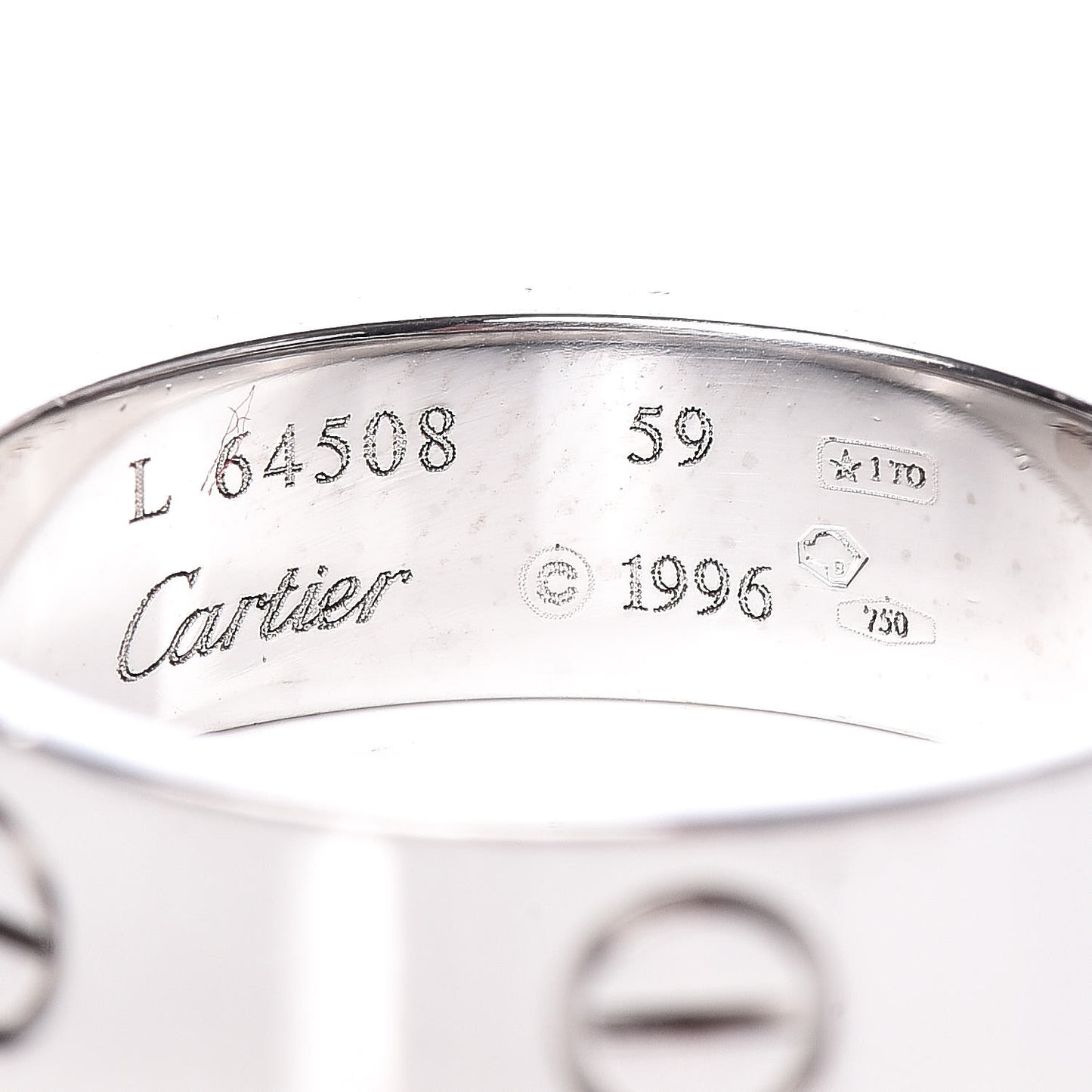 18K White Gold 6mm LOVE Ring 59 8.75