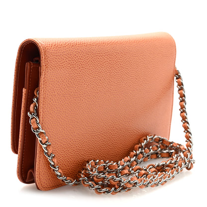 Chanel Caviar Timeless CC Wallet On Chain WOC Orange 3 of 10