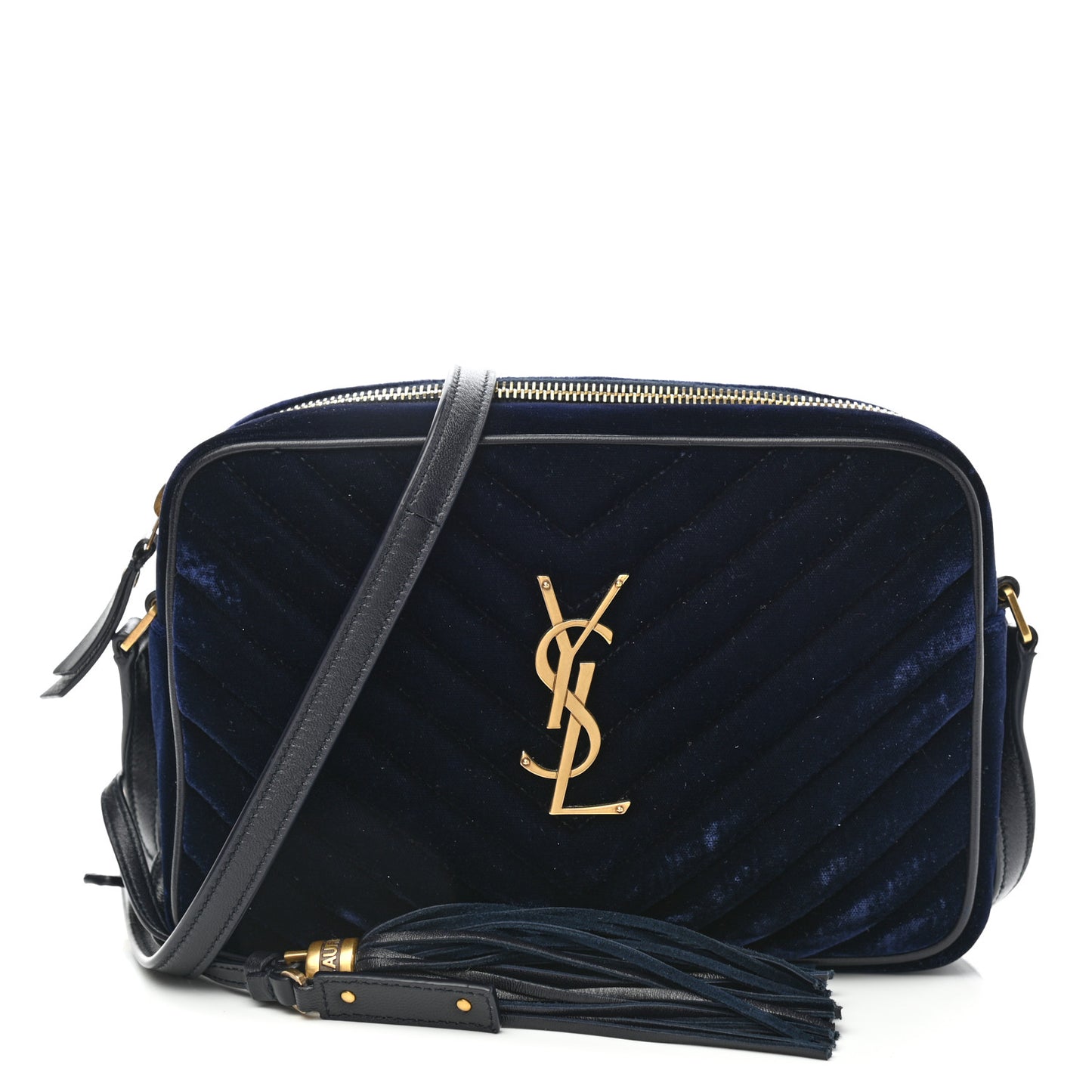 Velvet Matelasse Monogram Lou Camera Bag Navy