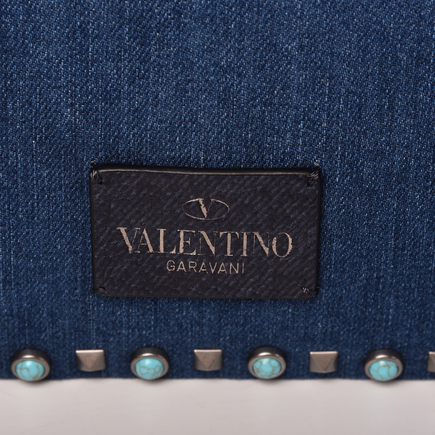 Valentino Garavani Denim Small Guitar Strap Rockstud Rolling Flip-Lock Messenger Bag Blue 9 of 9