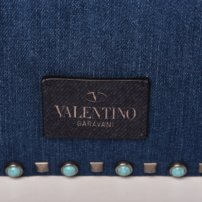 Valentino Garavani Denim Small Guitar Strap Rockstud Rolling Flip-Lock Messenger Bag Blue 9 of 9