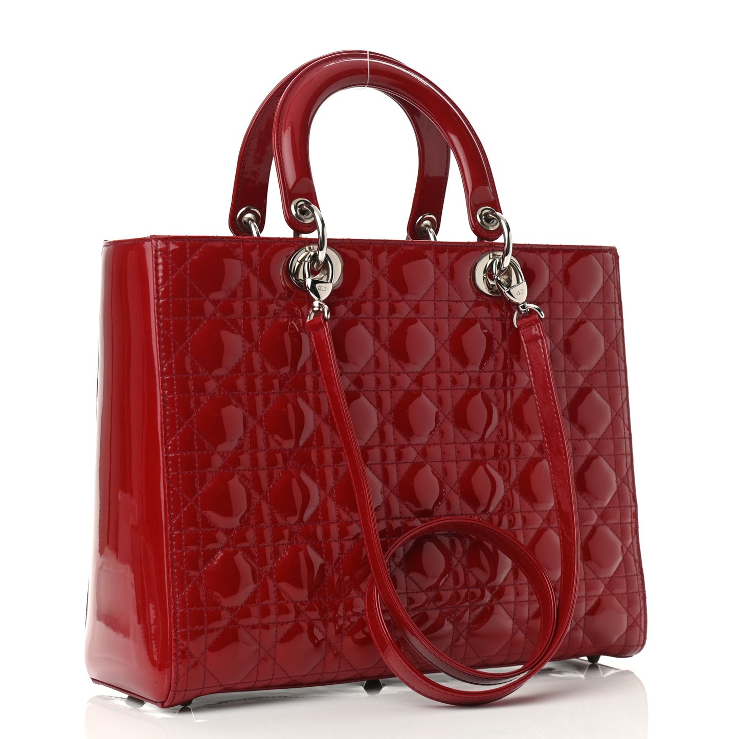 Patent Cannage Large Lady Dior Red