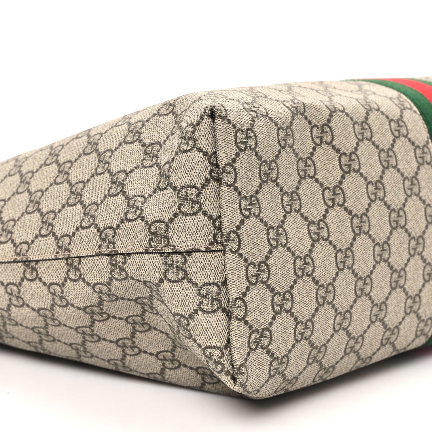 Gucci GG Supreme Monogram Textured Calfskin Web Medium Ophidia Shopping Tote Beige Ebony New Acero 9 of 10