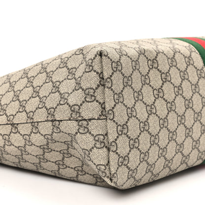 Gucci GG Supreme Monogram Textured Calfskin Web Medium Ophidia Shopping Tote Beige Ebony New Acero 9 of 10