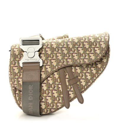 Christian Dior Jacquard Oblique Mens Saddle Bag Beige Multicolor 1 of 8
