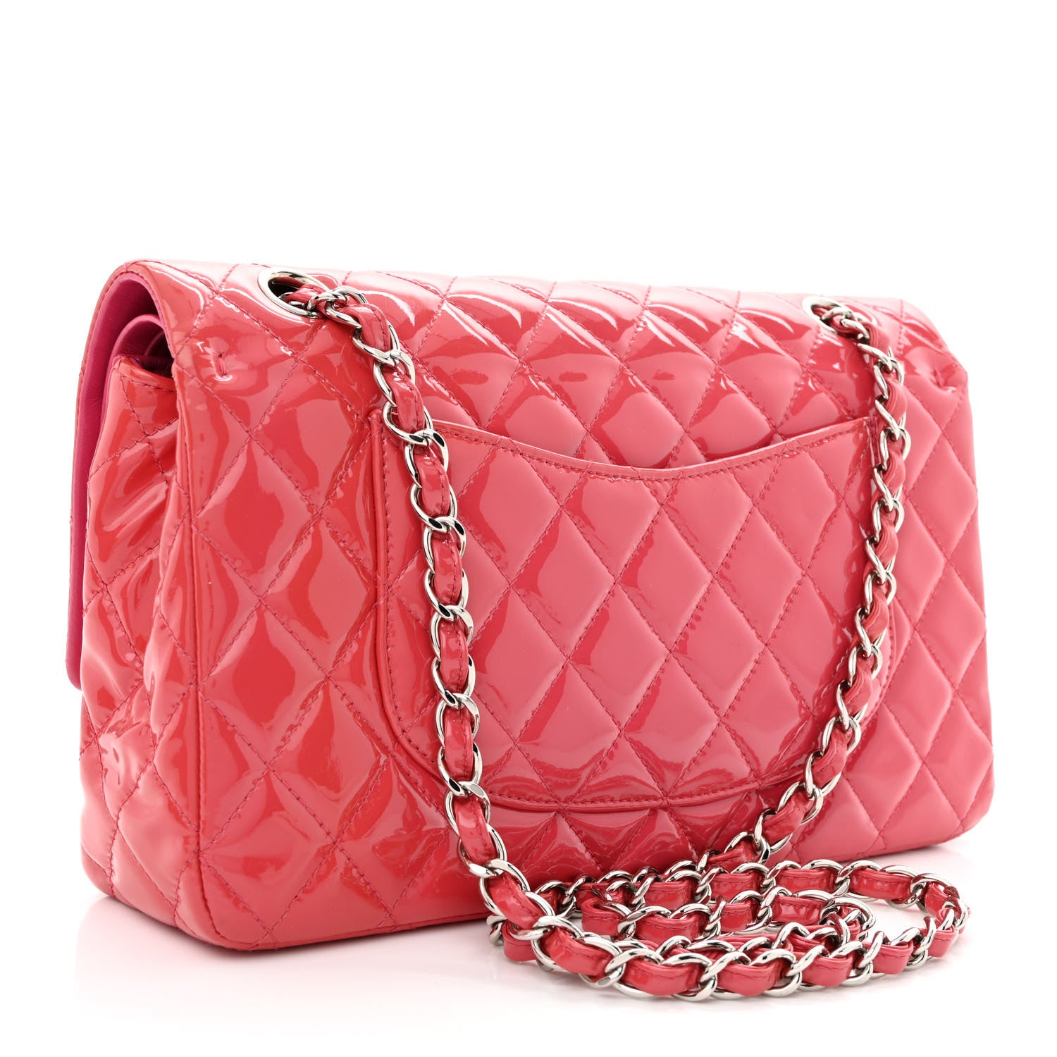 Chanel Patent Quilted Medium Double Flap Pink 3 of 16
