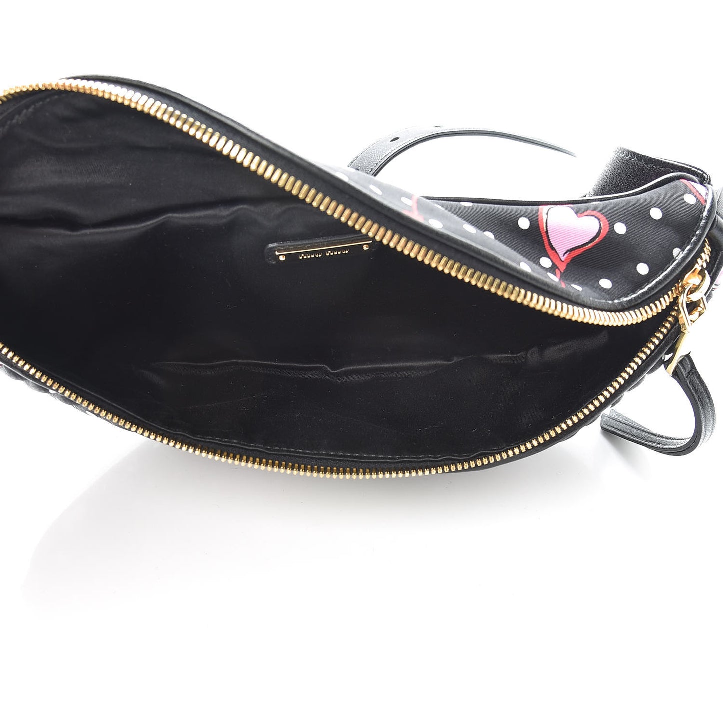 Faille Matelasse Heart Print Belt Bag Black Rosa Cu