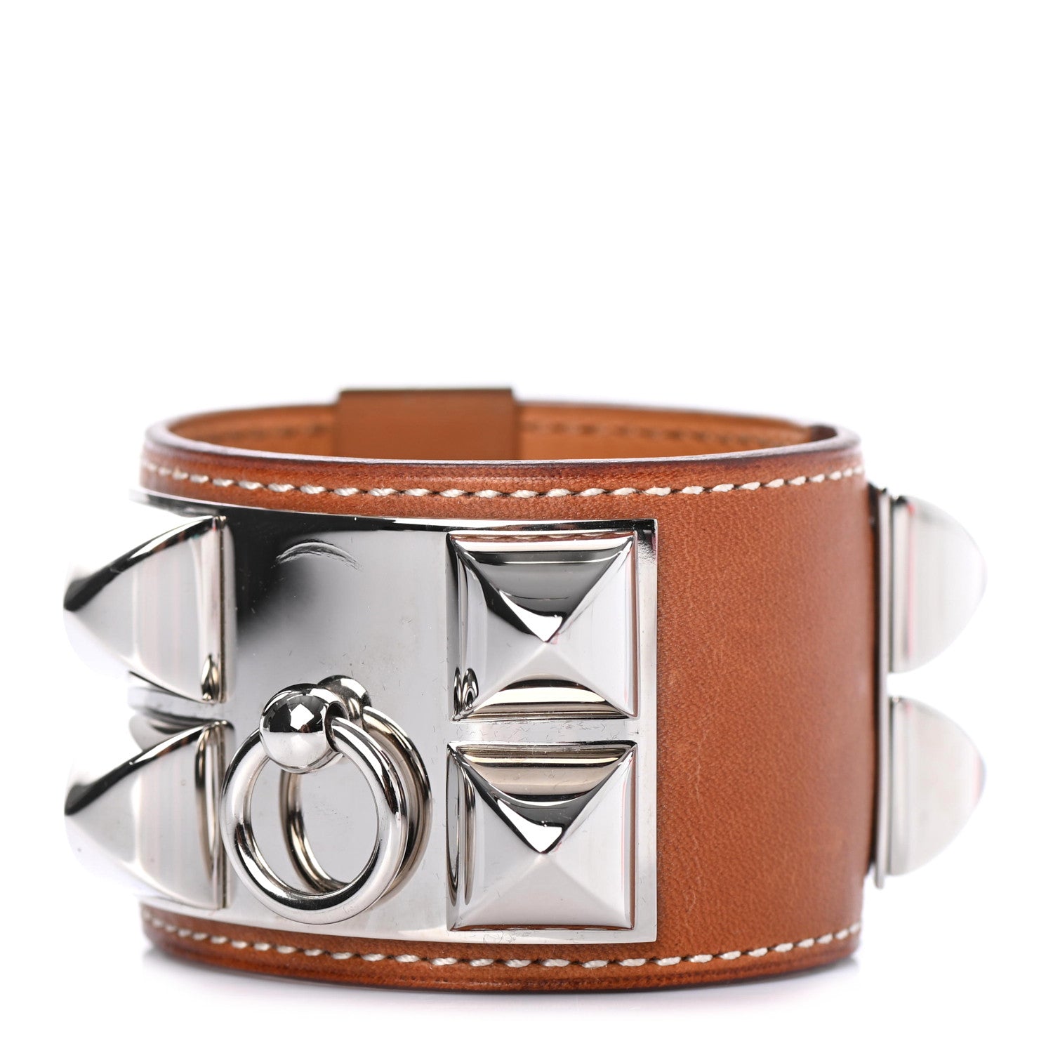 Hermes Barenia Collier de Chien CDC Bracelet S Fauve 1 of 4