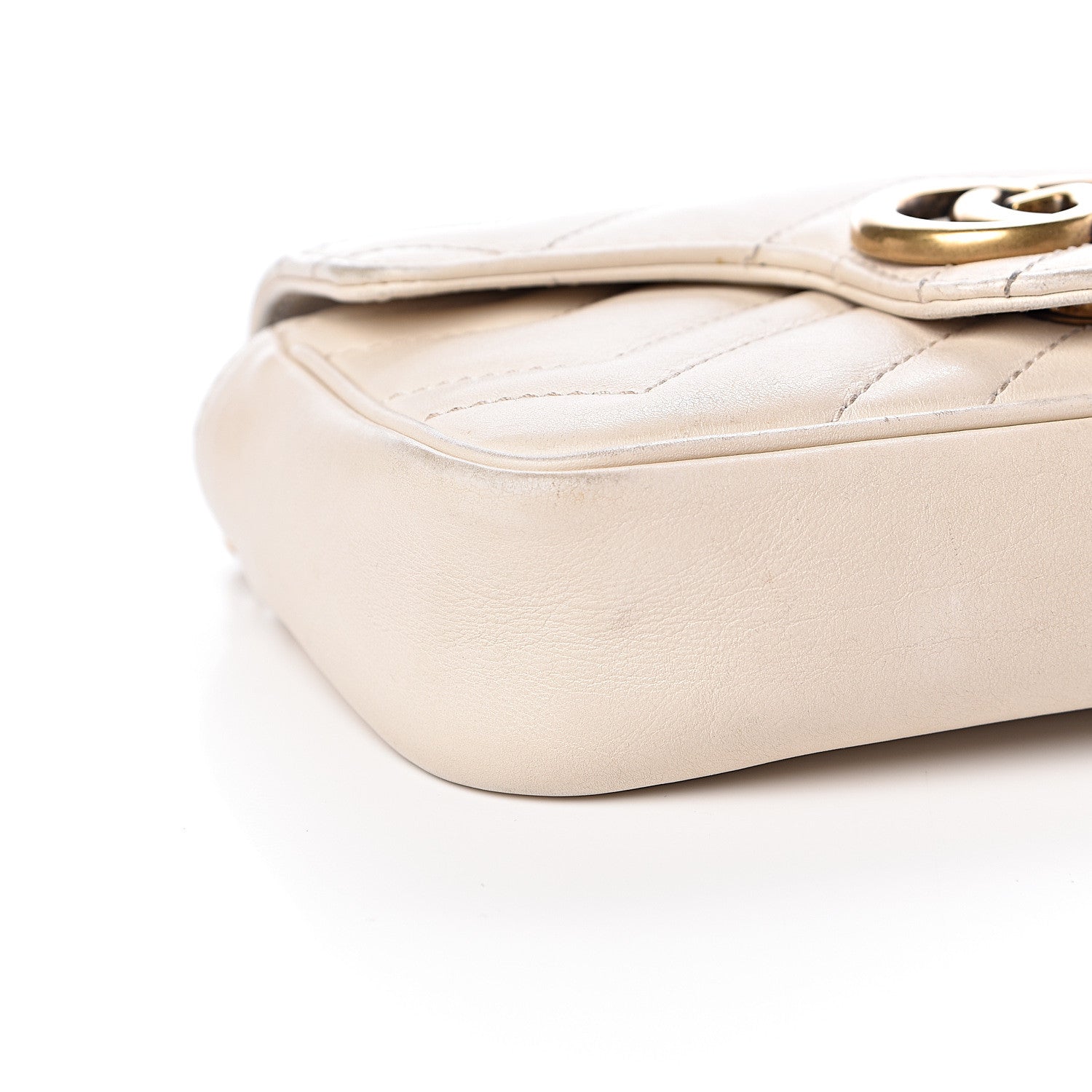 Gucci Calfskin Matelasse Super Mini GG Marmont Shoulder Bag White 12 of 16