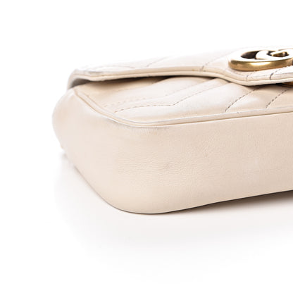 Gucci Calfskin Matelasse Super Mini GG Marmont Shoulder Bag White 12 of 16
