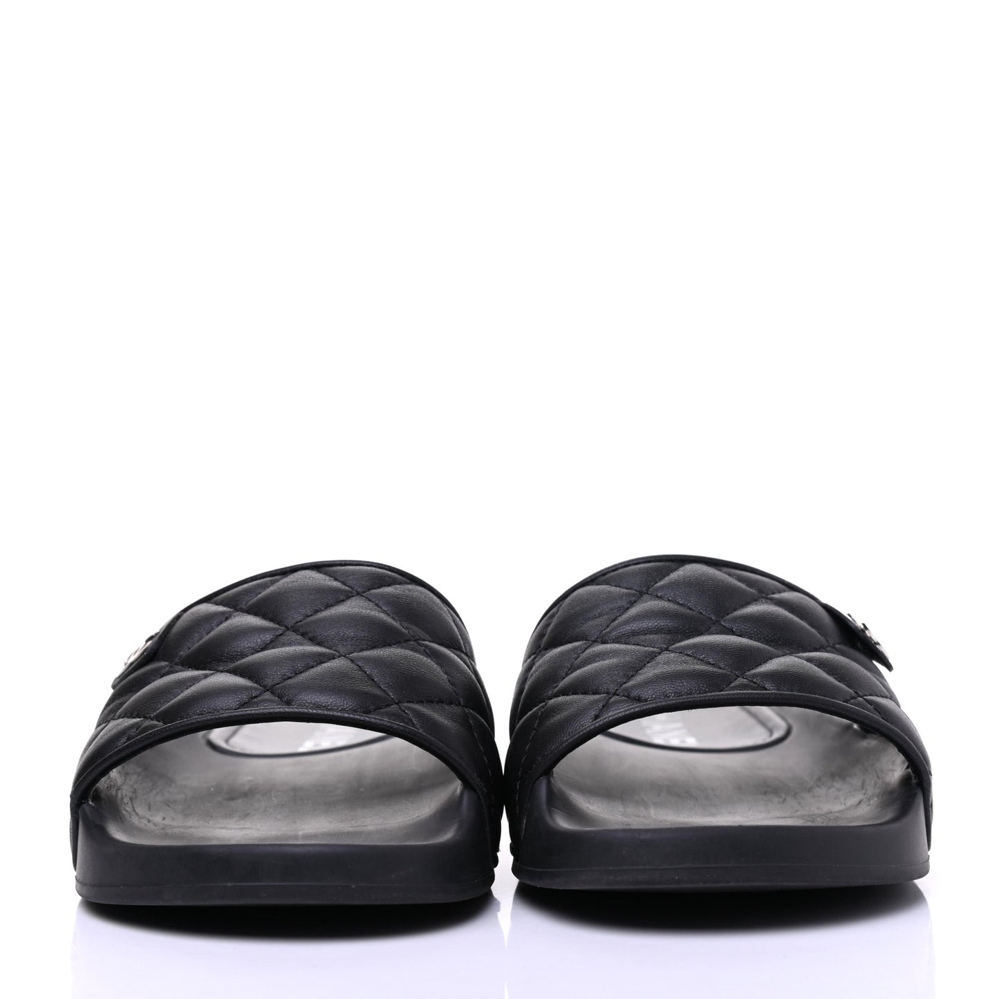 Lambskin Quilted CC Mules Sandals 36 Black