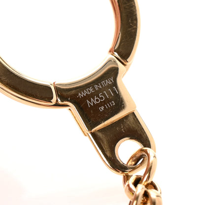 Louis Vuitton Brass Enamel Fleur De Monogram Bag Charm Chain Gold 4 of 5