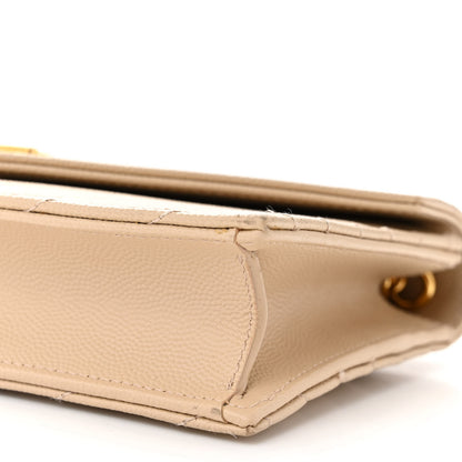 Saint Laurent Grain De Poudre Matelasse Chevron Monogram Envelope Chain Wallet Nude Powder 10 of 11