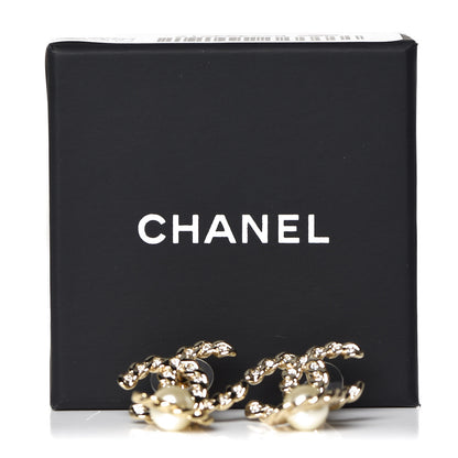 Chanel Crystal Pearl Pearls Coronation CC Drop Earrings Gold 6 of 6