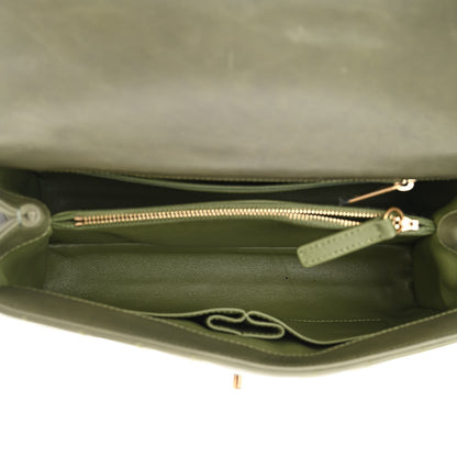 Chanel Calfskin Lizard Chevron Quilted Small Coco Handle Flap Green 5 of 11
