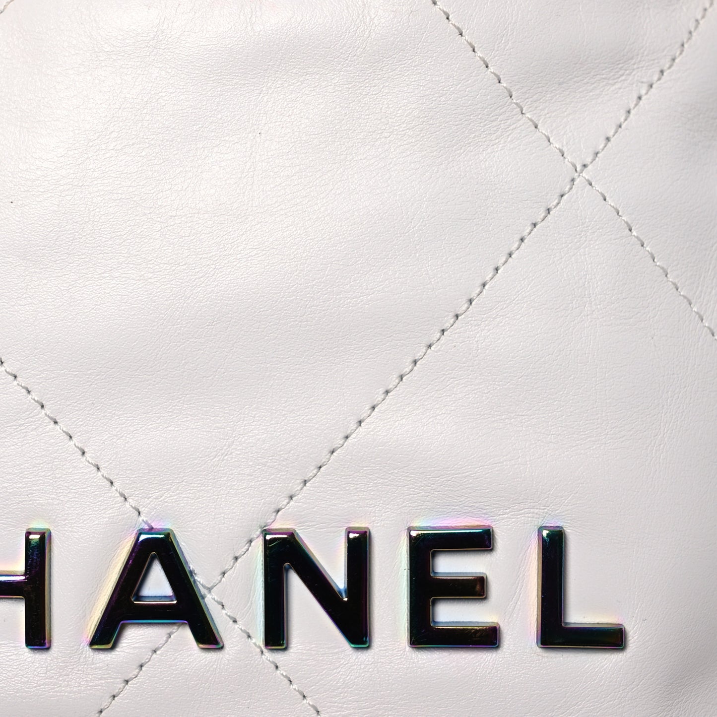 Shiny Calfskin Quilted Rainbow Mini Chanel 22 White