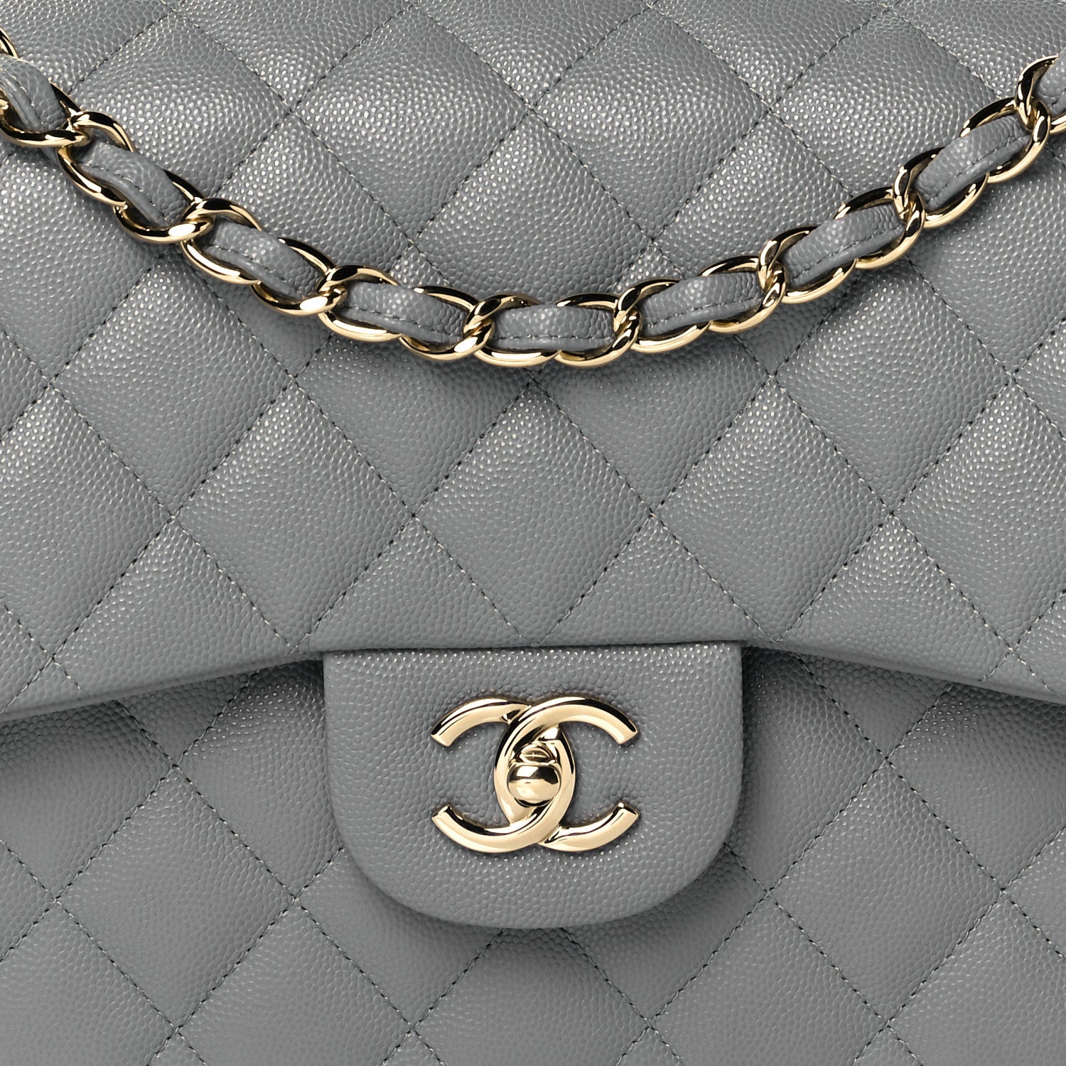 Chanel Caviar Quilted Jumbo Double Flap Grey 8 of 11
