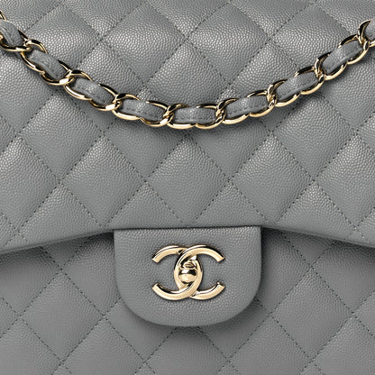 Chanel Caviar Quilted Jumbo Double Flap Grey 8 of 11