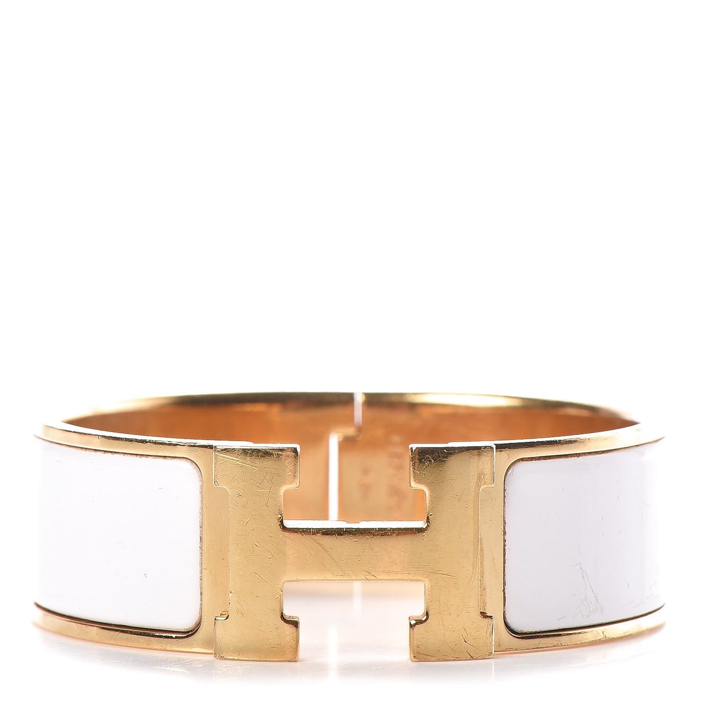 Enamel Wide Clic Clac H Bracelet PM White