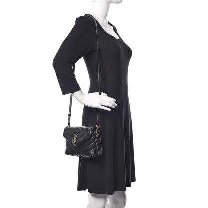 Saint Laurent Calfskin Y Quilted Monogram Toy Loulou Crossbody Bag Black 2 of 9