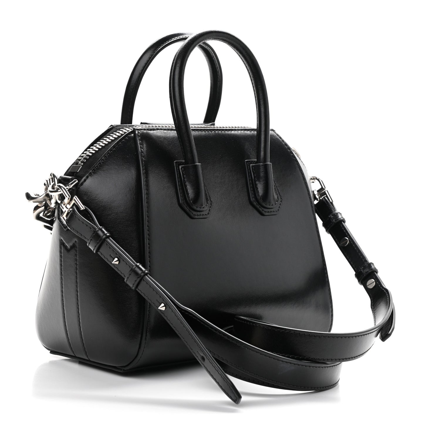 Shiny Lord Calfskin Mini Antigona With Chain Black