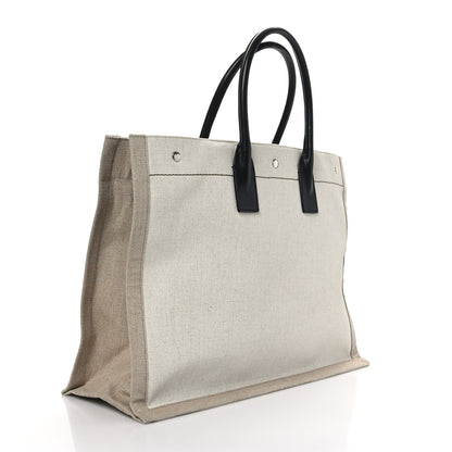 Saint Laurent Linen Calfskin Rive Gauche Tote Optic White 3 of 8