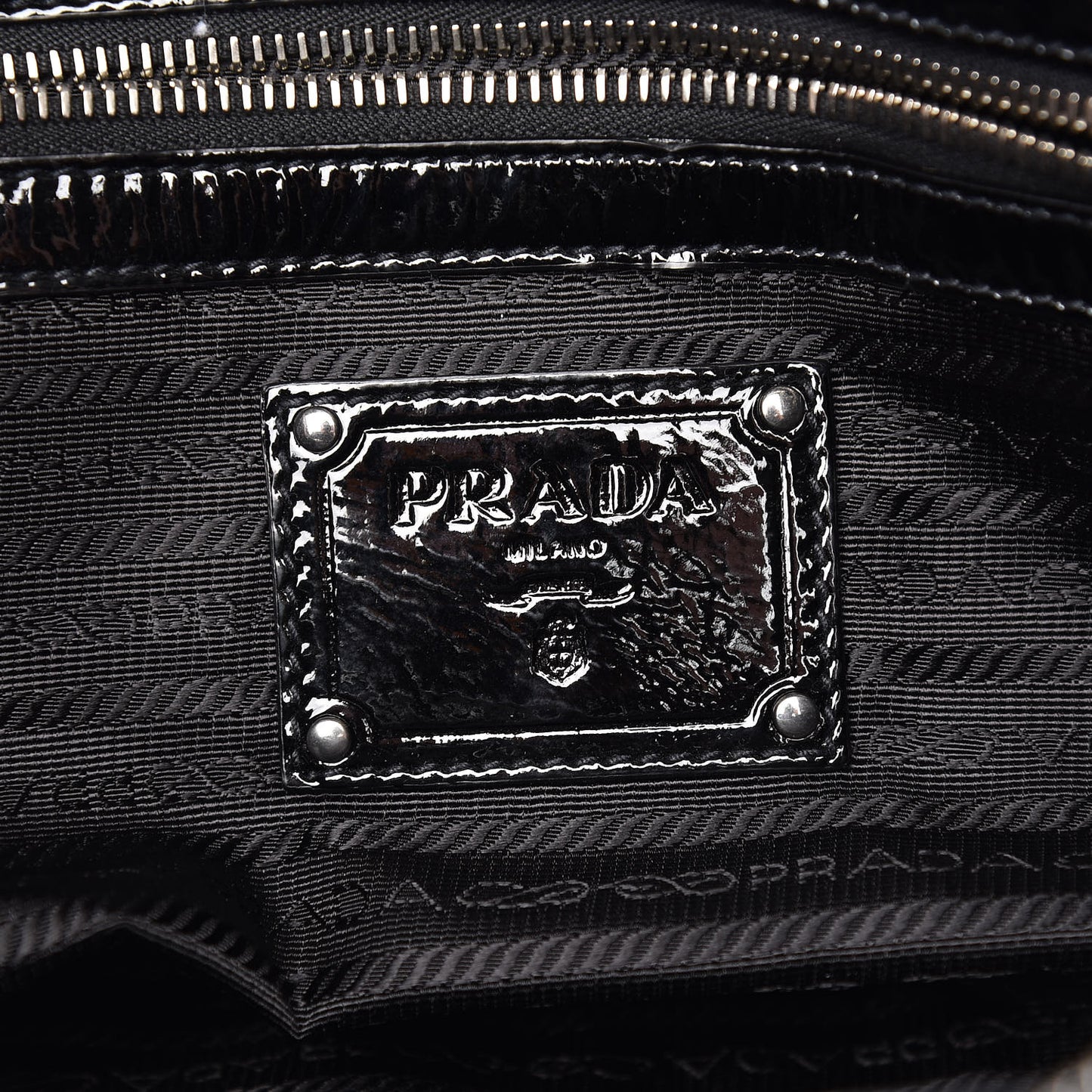 Vernice Chevron Dome Satchel Black
