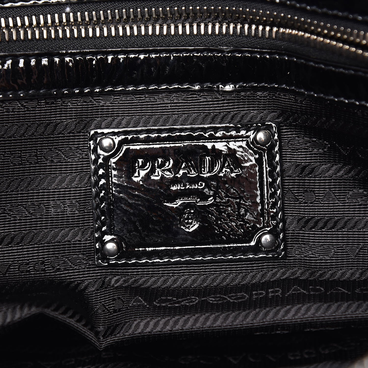 Prada Vernice Chevron Dome Satchel Black 6 of 12