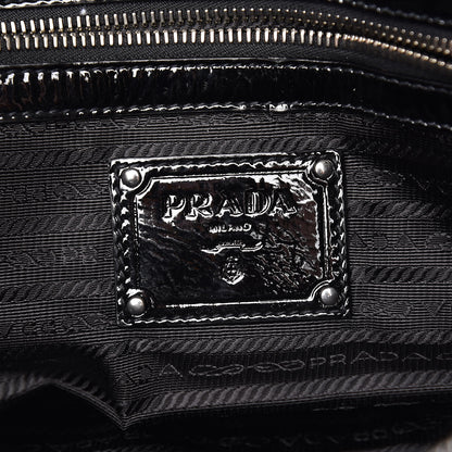 Prada Vernice Chevron Dome Satchel Black 6 of 12