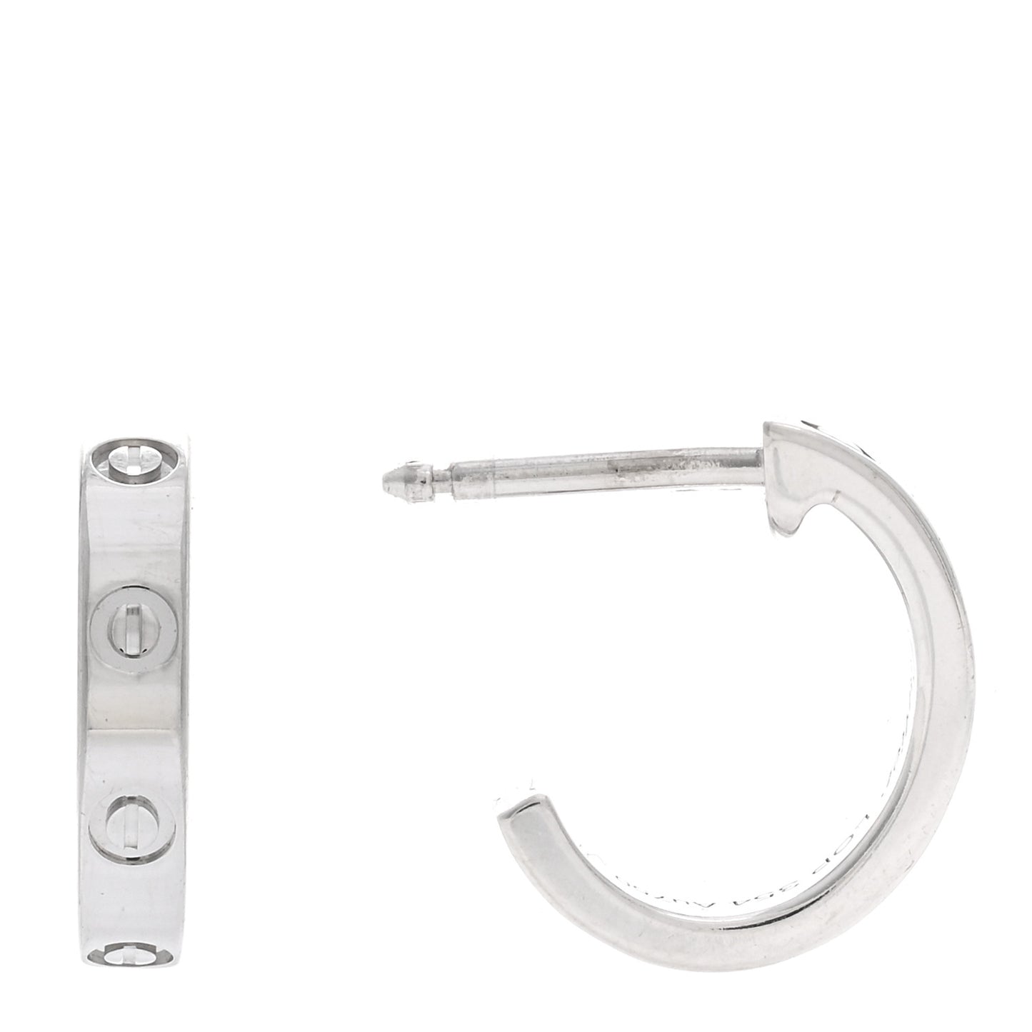 18K White Gold Small LOVE Hoop Earrings