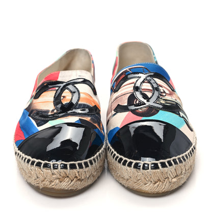 Chanel Fabric Patent CC Espadrilles 41 Multicolor Black 2 of 8