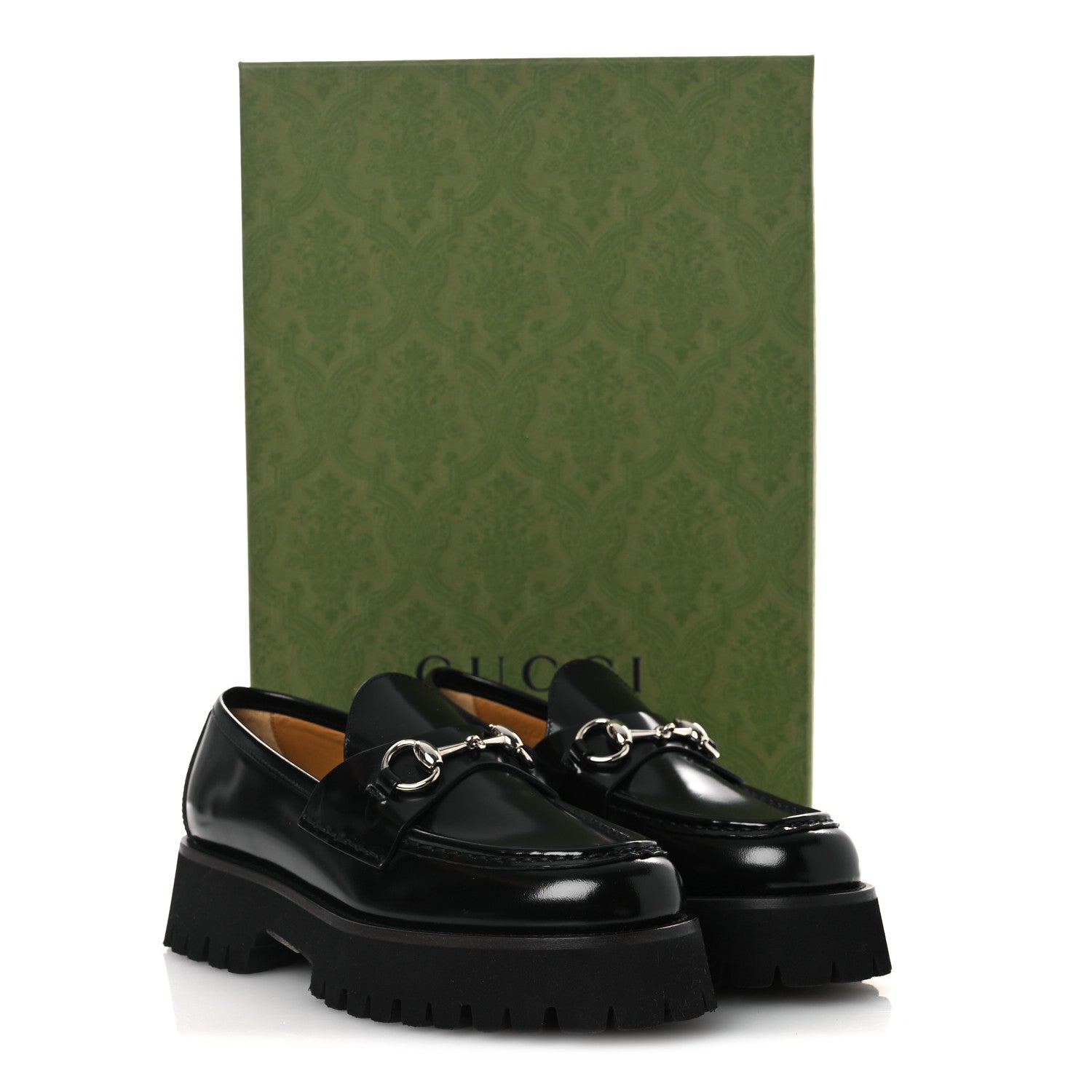 Gucci Cordovan Lux Womens Horsebit 45mm Platform Loafers 37.5 Black 12 of 12