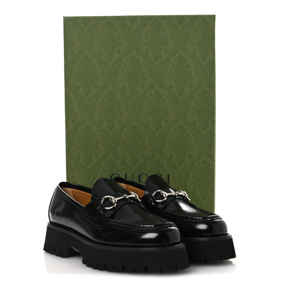 Gucci Cordovan Lux Womens Horsebit 45mm Platform Loafers 37.5 Black 12 of 12
