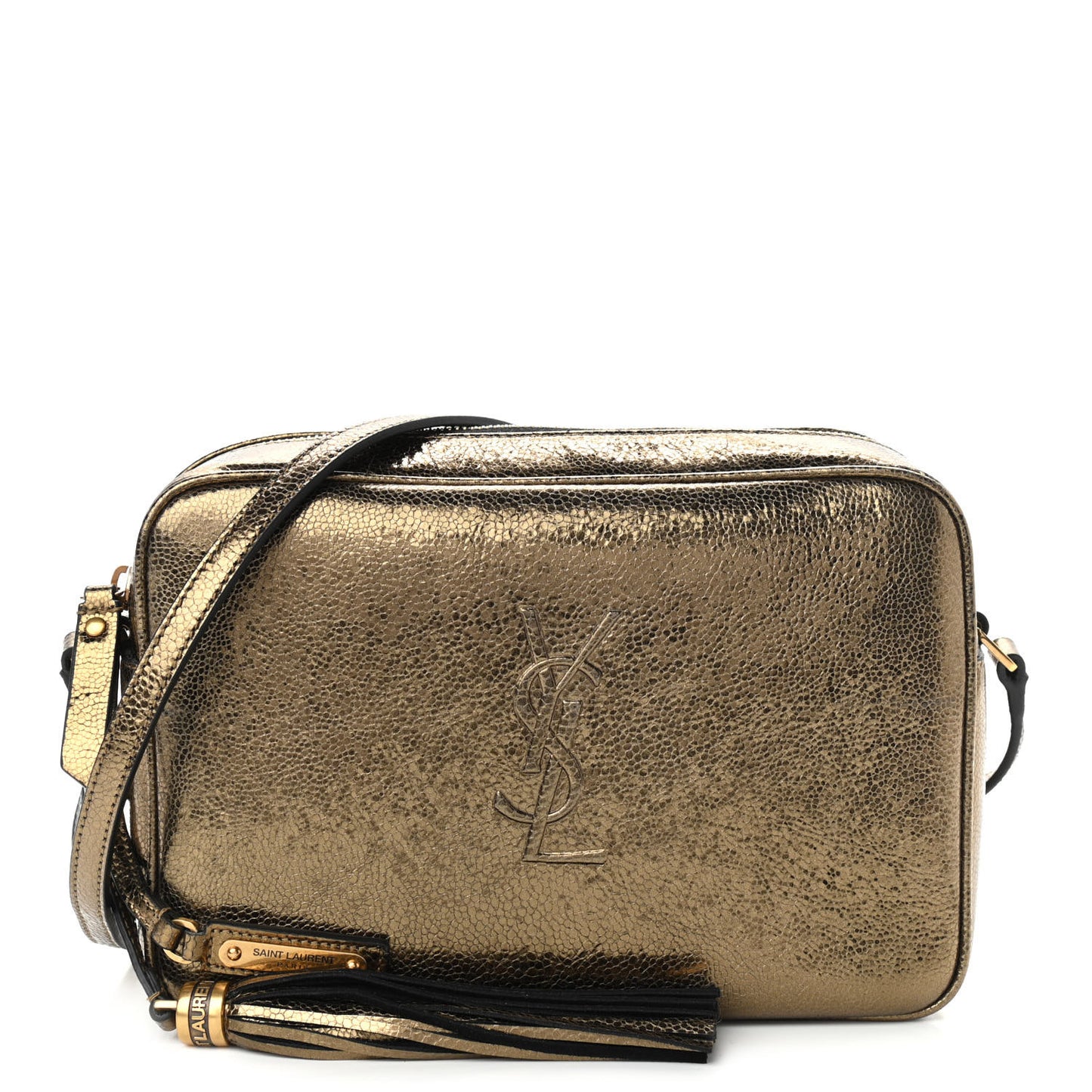 Calfskin Lame Monogram Small Lou Camera Bag Gold Olive