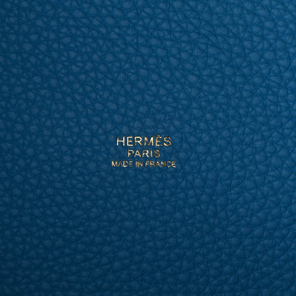 Hermes Taurillon Clemence Casaque Picotin Lock 22 MM Bleu Nuit Black Blue Frida 6 of 11