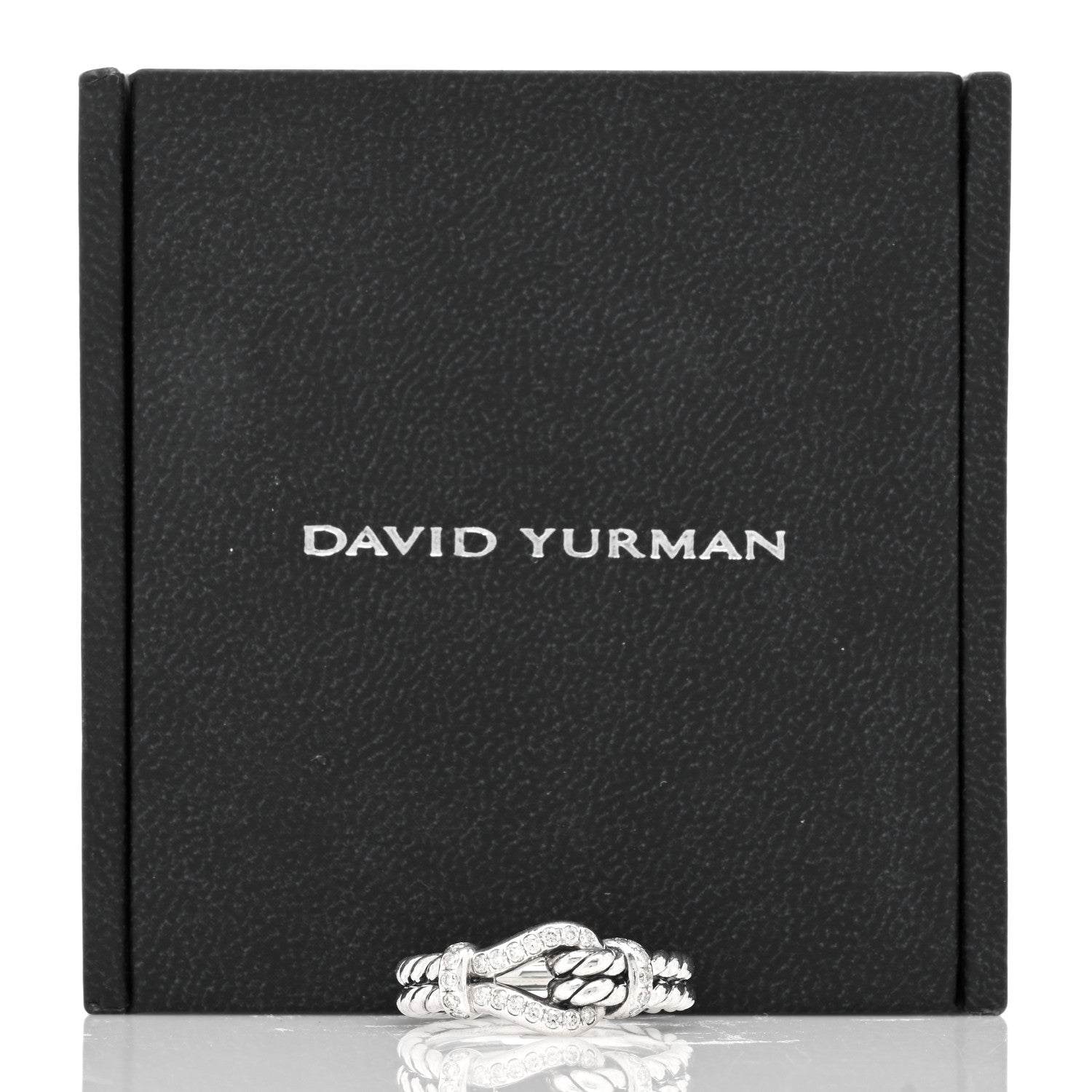 David Yurman Sterling Silver Diamond Thoroughbred Loop Ring 53 6.5 5 of 5