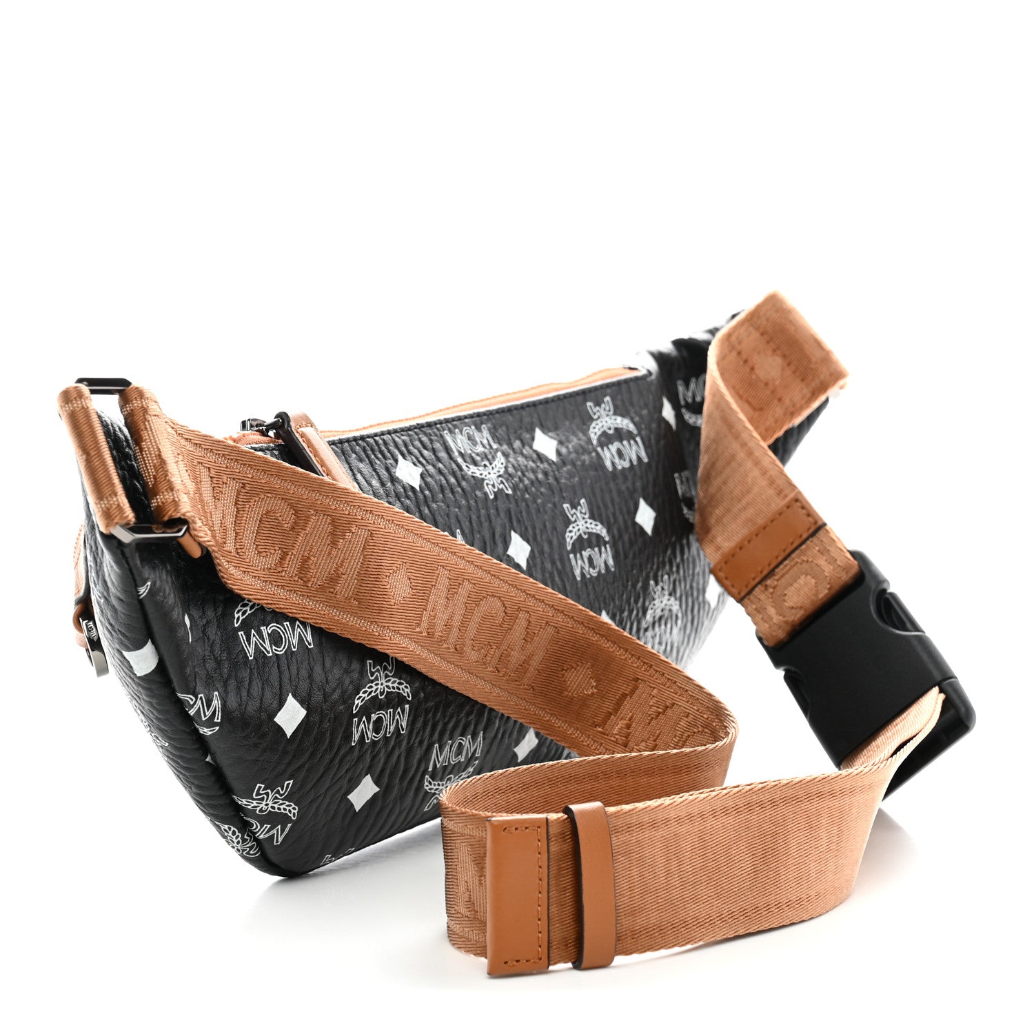 MCM Visetos Small Fusten Belt Bag Black Cognac 3 of 11