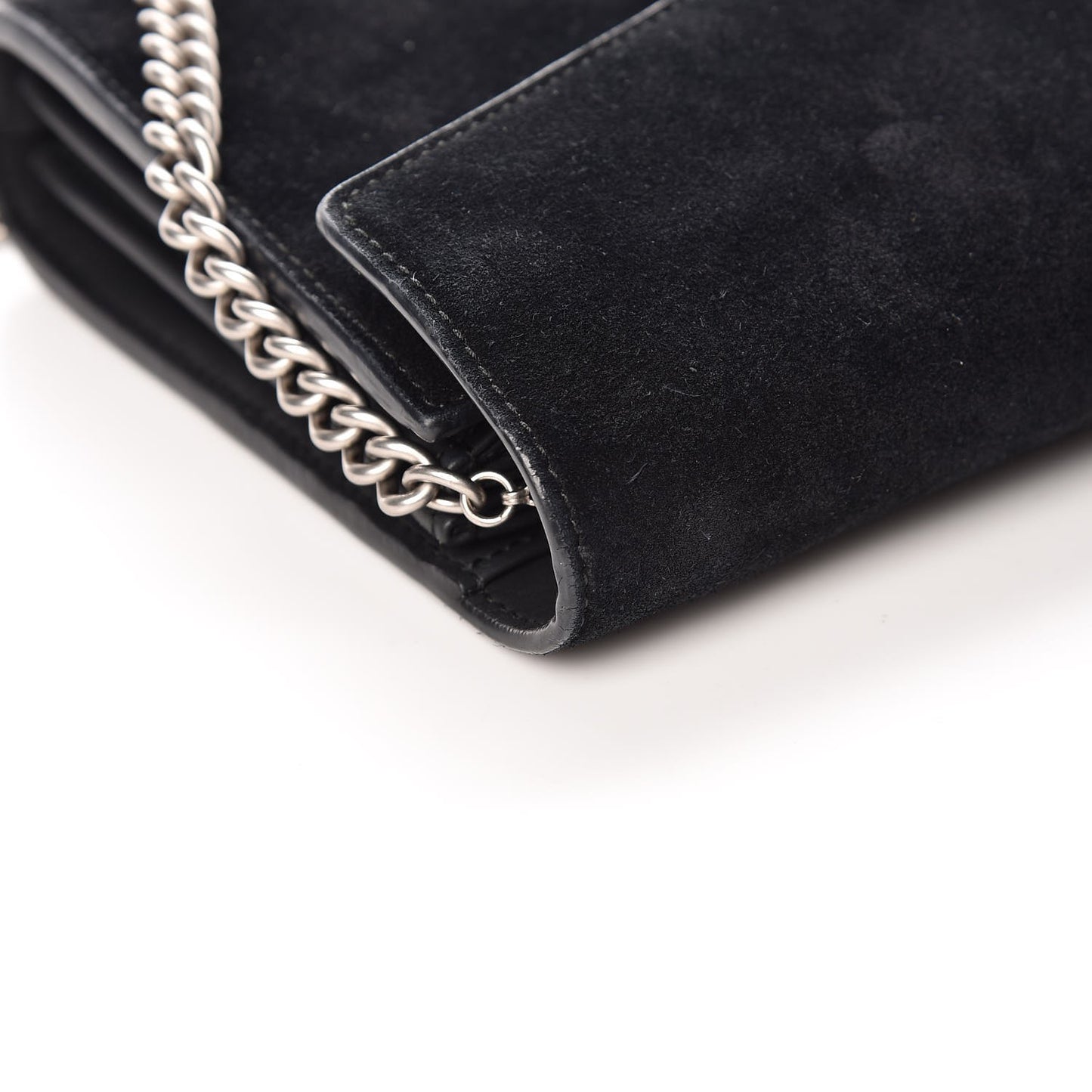 Suede Mini Dionysus Chain Wallet Black