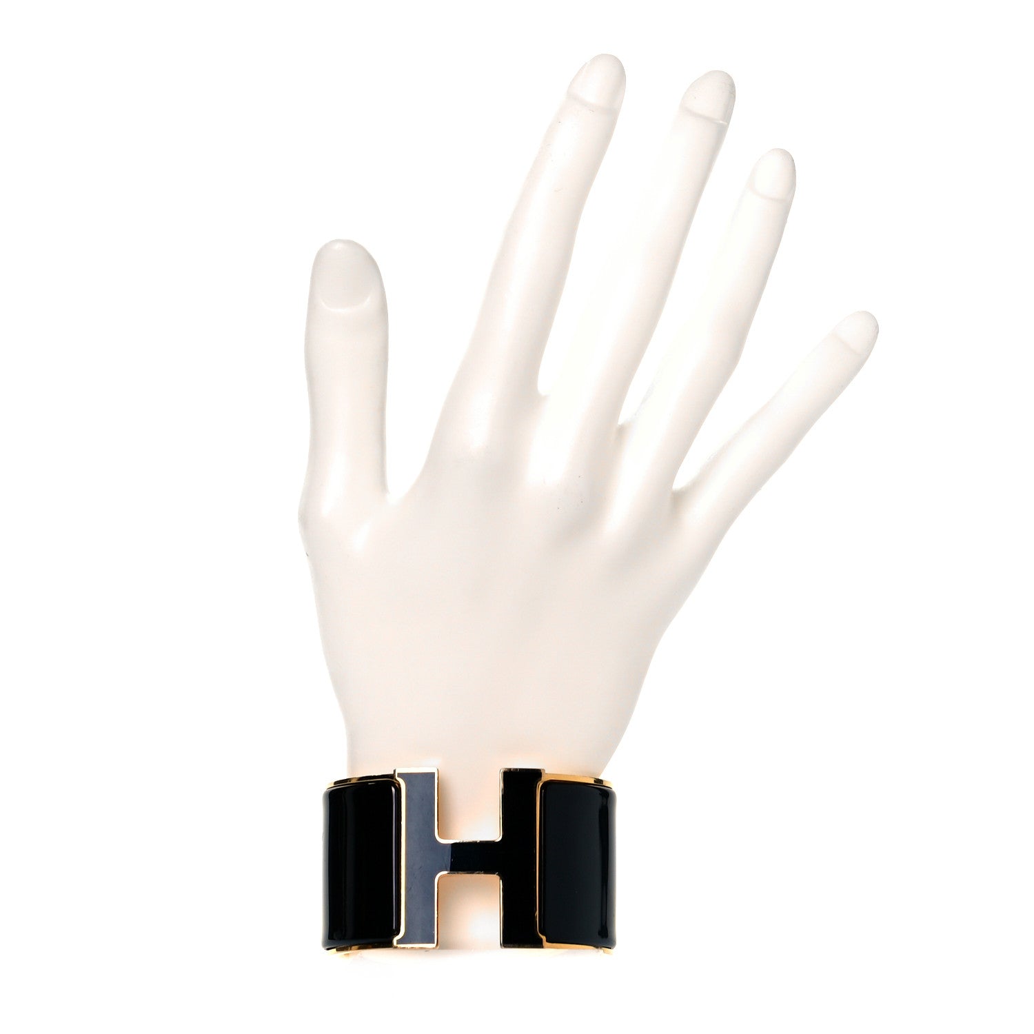 Hermes Enamel Extra Wide Clic H Bracelet PM Black 3 of 9