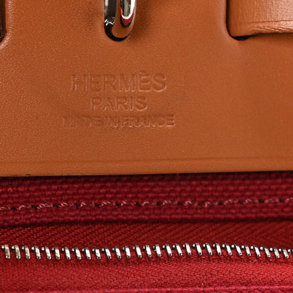 Hermes Vache Hunter Toile Herbag Zip 31 PM Rouge Grenat Natural 7 of 12