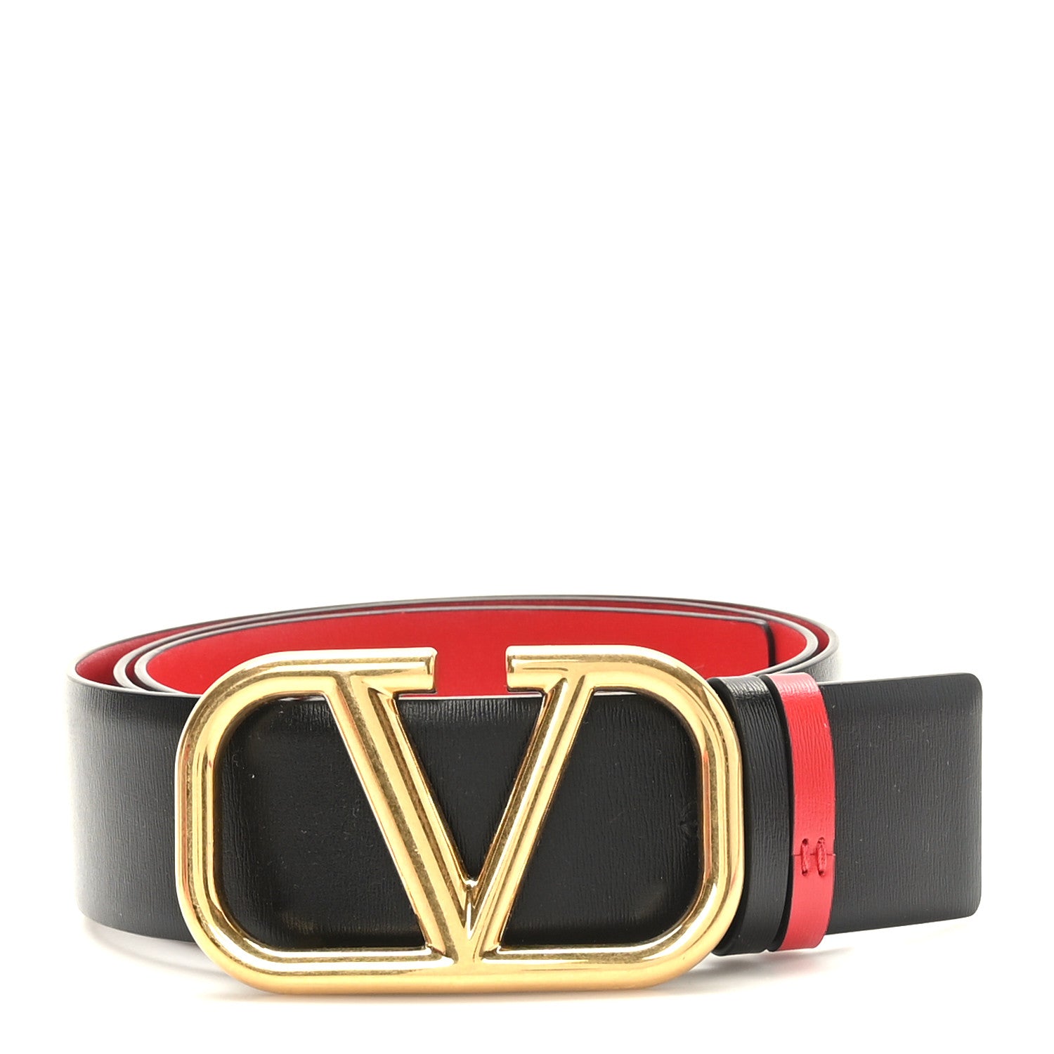 Valentino Garavani Glossy Calfskin 40mm VLogo Reversible Belt 90 36 Black Rouge Pur 1 of 6