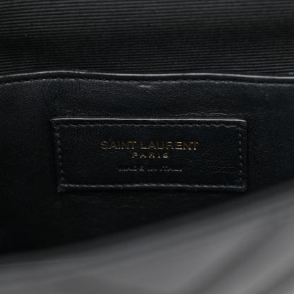 Saint Laurent Calfskin Matelasse Chevron Medium Monogram Satchel Black 6 of 8