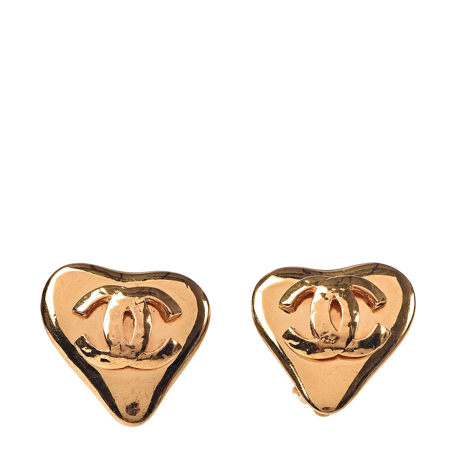 Chanel CC Heart Clip On Earrings Gold 1 of 4