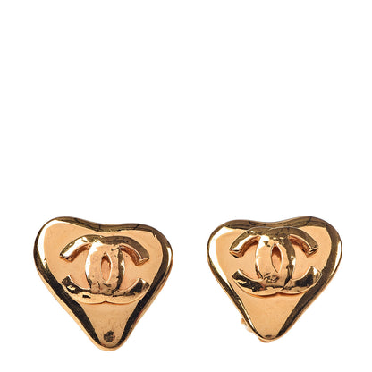 Chanel CC Heart Clip On Earrings Gold 1 of 4