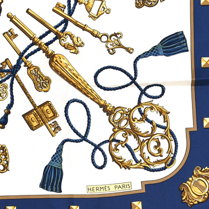 Hermes Silk Keys Les Cles Scarf 90 Bleu 2 of 3