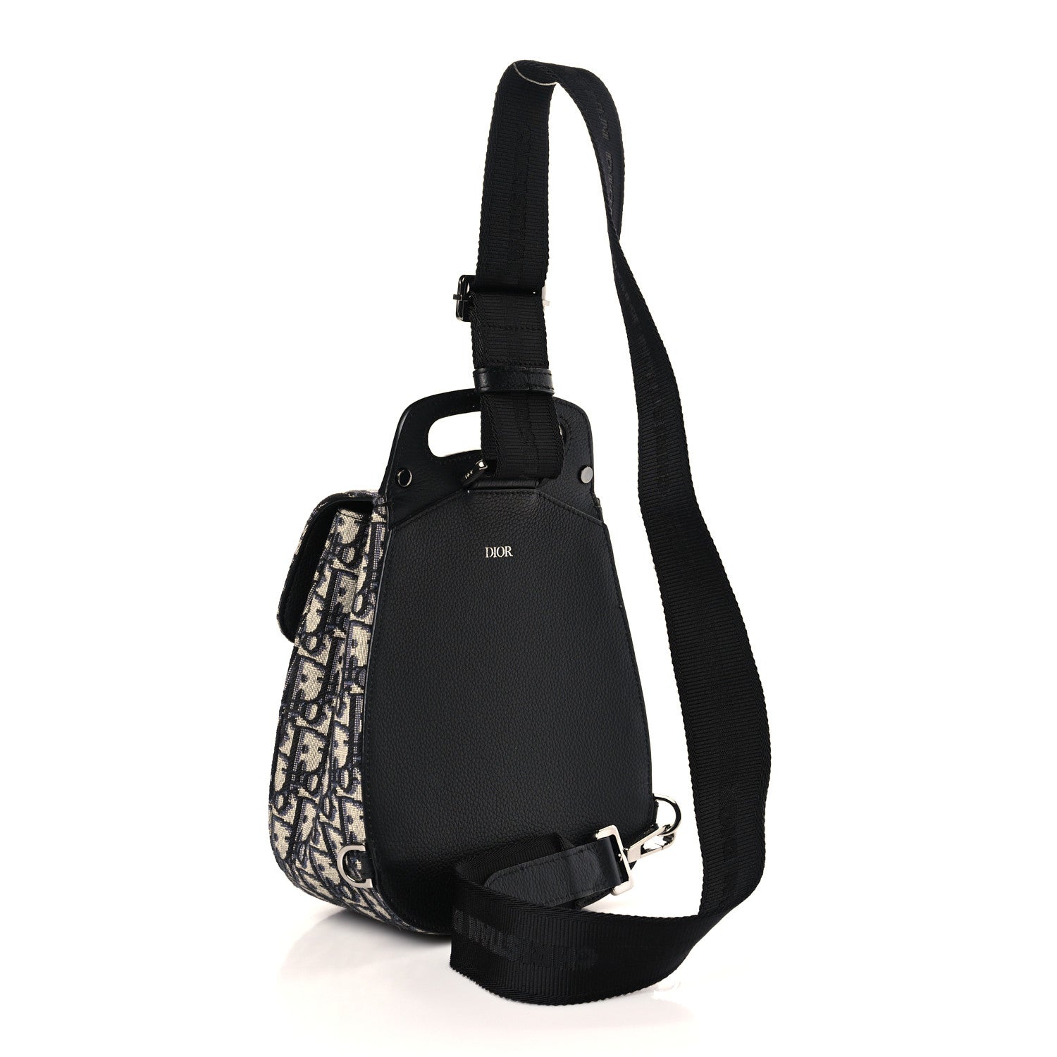 Christian Dior Grained Calfskin Oblique Mini Gallop Sling Bag Blue Black 3 of 9